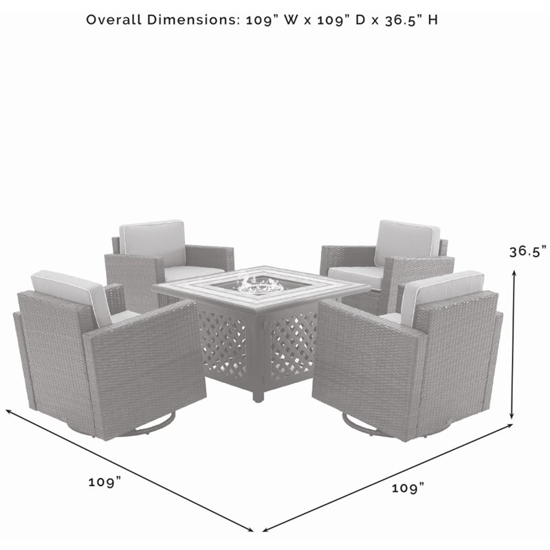 Crosley Furniture Palm Harbor 5PC Wicker / Rattan Conversation Set in Sand/Brown