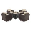 Crosley Furniture Palm Harbor 5PC Wicker / Rattan Conversation Set in Sand/Brown