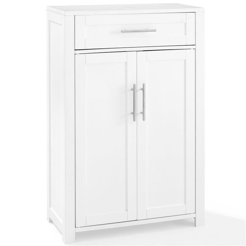 Crosley Savannah Wooden Storage Linen Cabinet in White ...