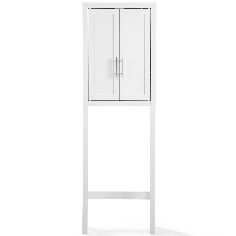 Crosley Furniture Savannah Transitional Wood/Metal Spacesaver in White/Nickel