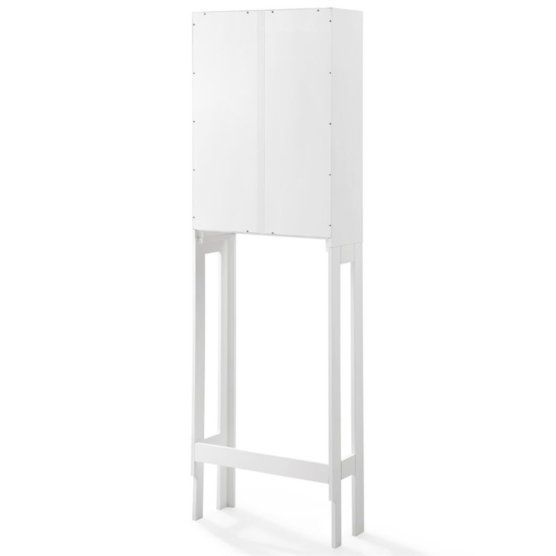 Crosley Furniture Savannah Transitional Wood/Metal Spacesaver in White/Nickel