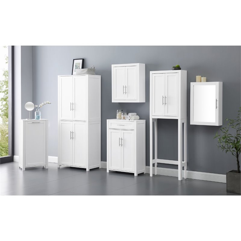 Crosley Furniture Savannah Transitional Wood/Metal Spacesaver in White/Nickel