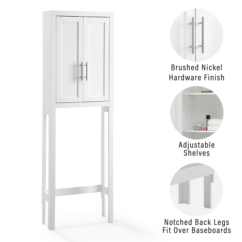 Crosley Furniture Savannah Transitional Wood/Metal Spacesaver in White/Nickel