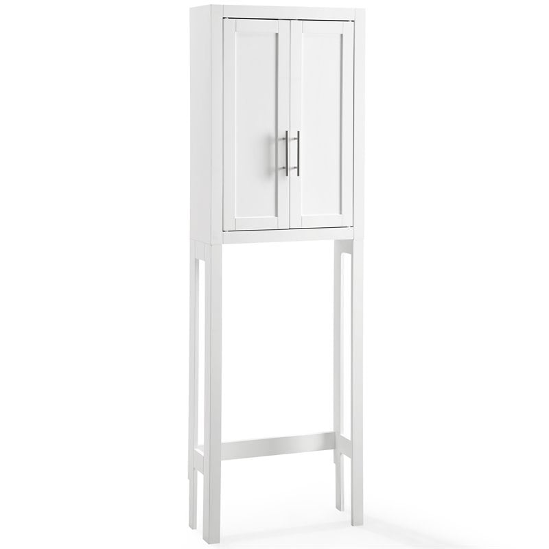 Crosley Furniture Savannah Transitional Wood/Metal Spacesaver in White/Nickel