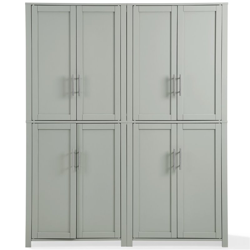 Crosley Furniture Savannah Transitional Tall Wood Pantry in Gray (Set of 2)
