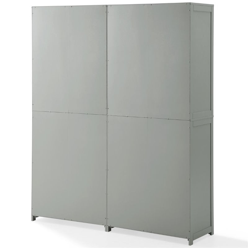 Crosley Furniture Savannah Transitional Tall Wood Pantry in Gray (Set of 2)