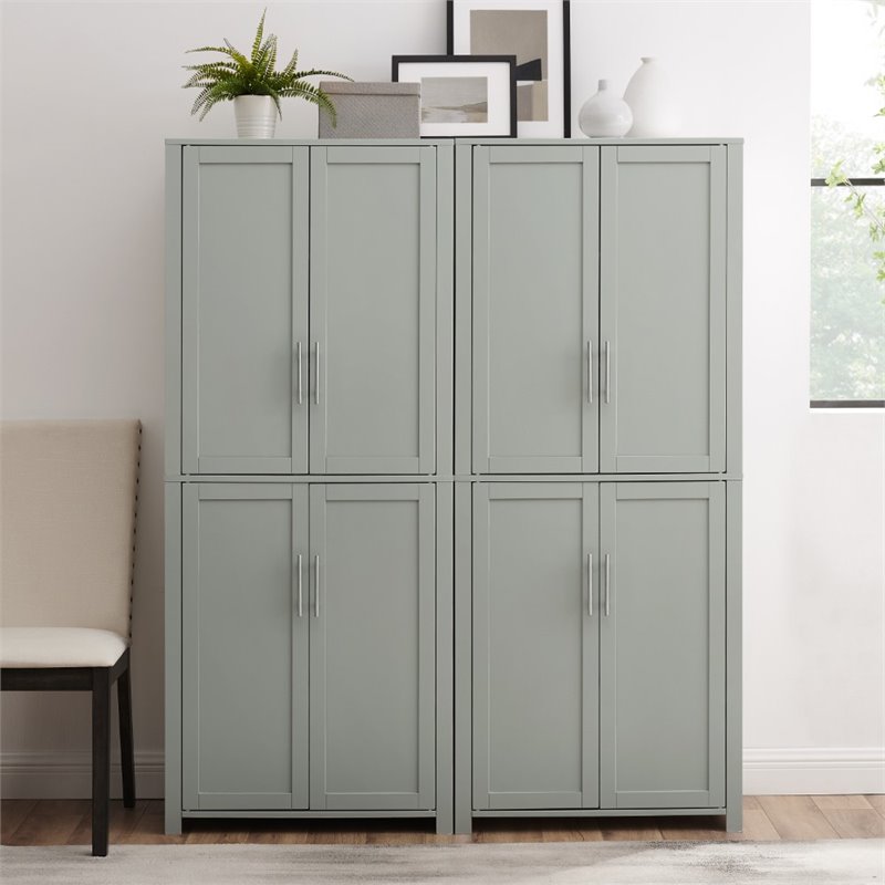 Crosley Furniture Savannah Transitional Tall Wood Pantry in Gray (Set of 2)