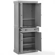 Crosley Furniture Seaside Coastal Wood/Metal Pantry in Distressed Gray and Gold