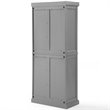 Crosley Furniture Seaside Coastal Wood/Metal Pantry in Distressed Gray and Gold