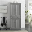 Crosley Furniture Seaside Coastal Wood/Metal Pantry in Distressed Gray and Gold