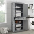 Crosley Furniture Seaside Coastal Wood/Metal Pantry in Distressed Gray and Gold
