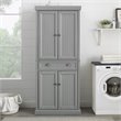 Crosley Furniture Seaside Coastal Wood/Metal Pantry in Distressed Gray and Gold