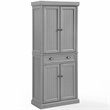 Crosley Furniture Seaside Coastal Wood/Metal Pantry in Distressed Gray and Gold