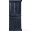 Crosley Furniture Seaside Coastal Wood/Metal Pantry in Distressed Navy and Black