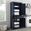 Crosley Furniture Seaside Coastal Wood/Metal Pantry in Distressed Navy and Black