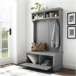 Crosley Furniture Seaside Coastal Wood Hall Tree in Distressed Gray and Chrome