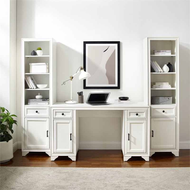 white desk and bookcase set