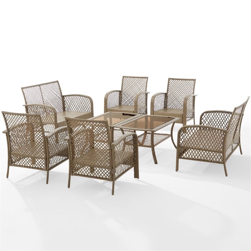 Crosley Tribeca 4 Piece Wicker Patio Sofa Set in Driftwood and