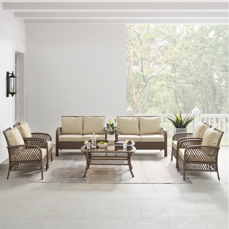 Crosley Tribeca 8 Piece Wicker Patio Sofa Set in Sand and Driftwood, 1 -  Foods Co.