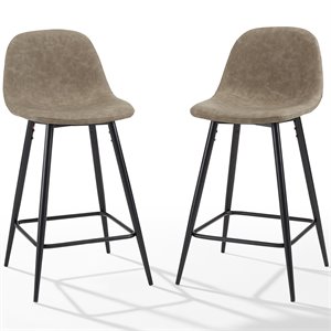 crosley weston faux leather upholstered bar stool in distressed brown and black (set of 2)
