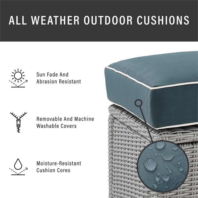 Crosley Furniture Bradenton Wicker Outdoor Sectional Corner Chair in Navy/Gray