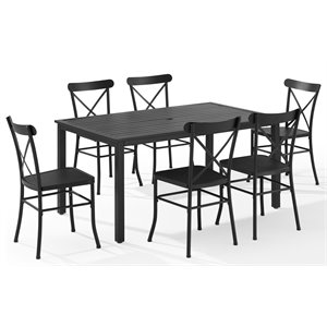 crosley furniture astrid 7-piece modern metal outdoor dining set in black