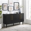 Crosley Furniture Everett 2 Large Cabinets Modern Wood Sideboard in Matte Black
