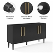 Crosley Furniture Everett 2 Large Cabinets Modern Wood Sideboard in Matte Black