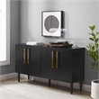 Crosley Furniture Everett 2 Large Cabinets Modern Wood Sideboard in Matte Black