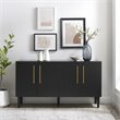 Crosley Furniture Everett 2 Large Cabinets Modern Wood Sideboard in Matte Black