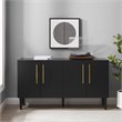 Crosley Furniture Everett 2 Large Cabinets Modern Wood Sideboard in Matte Black