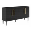 Crosley Furniture Everett 2 Large Cabinets Modern Wood Sideboard in Matte Black