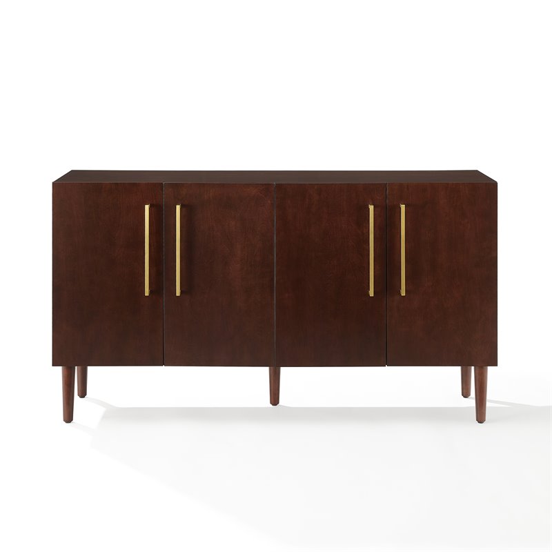 Crosley Furniture Everett 2 Large Cabinets Modern Wood Sideboard in Mahogany