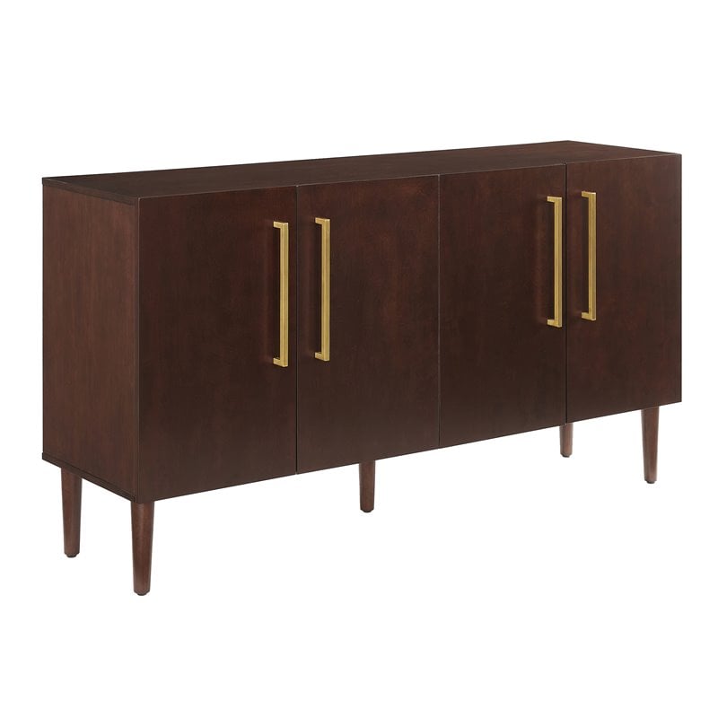 Crosley Furniture Everett 2 Large Cabinets Modern Wood Sideboard in Mahogany