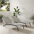 Crosley Furniture Weaver Steel Metal Sling Chaise Lounge in Gray (Set of 2)