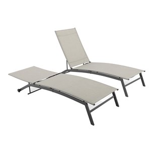 crosley furniture weaver 2-piece metal outdoor sling chaise lounge set in gray