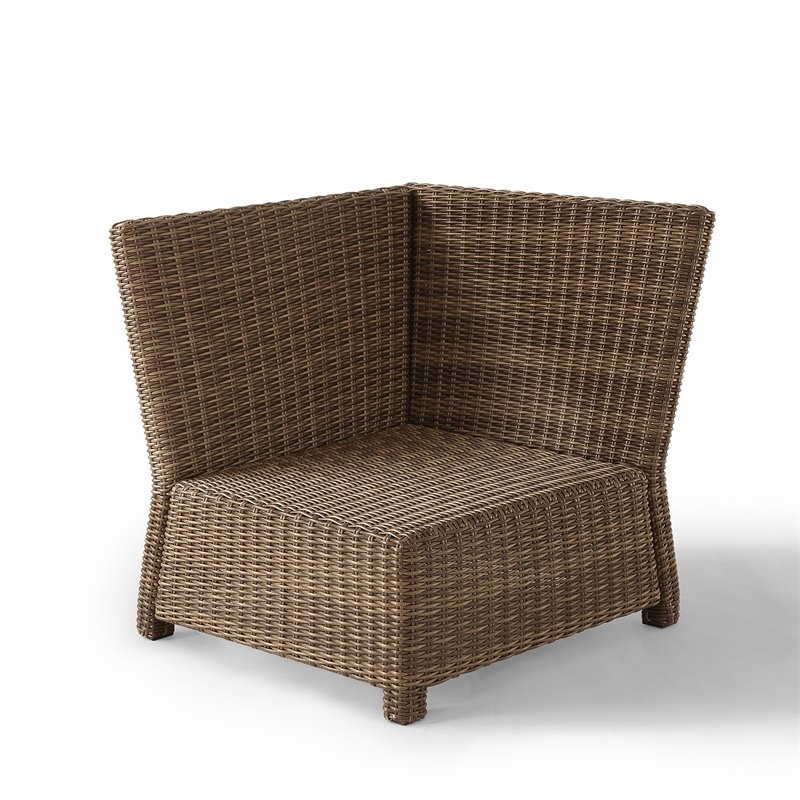 Crosley Furniture Bradenton Wicker / Rattan Patio Corner Chair in Brown/Gray