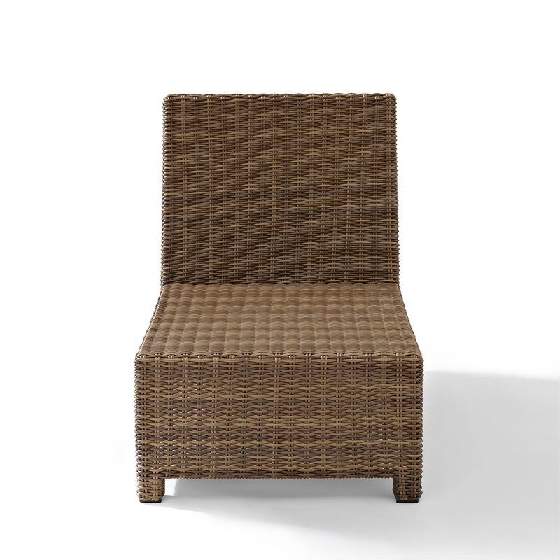 Crosley Furniture Bradenton Wicker / Rattan Patio Armless Chair in Brown/Gray