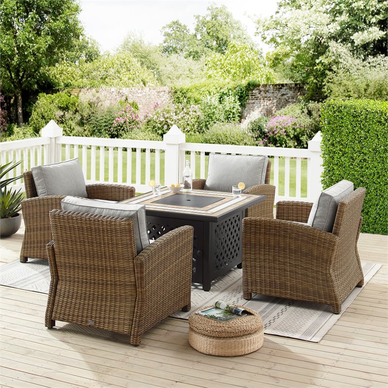 Crosley Furniture Bradenton 5PC Metal Patio Conversation Set in Gray/Black