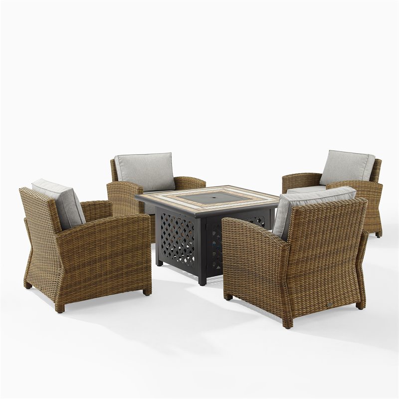 Crosley Furniture Bradenton 5PC Metal Patio Conversation Set in Gray/Black