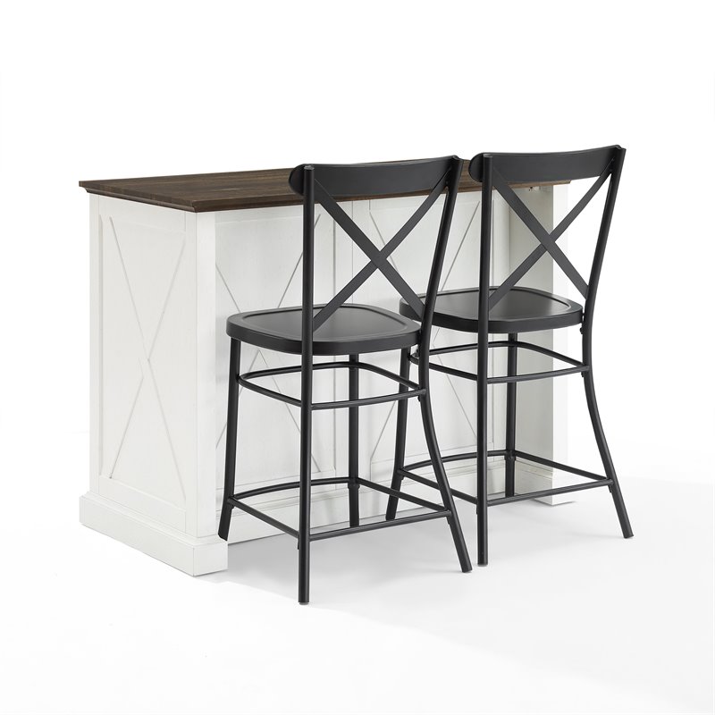 Crosley Furniture Clifton Modern Wood Kitchen Island w/ Camille Stool in White