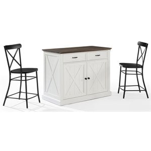 crosley furniture clifton modern wood kitchen island w/ camille stool in white