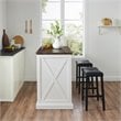 Crosley Furniture Clifton Modern Wood Kitchen Island w/ Saddle Stools in White
