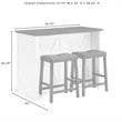 Crosley Furniture Clifton Modern Wood Kitchen Island w/ Saddle Stools in White
