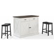Crosley Furniture Clifton Modern Wood Kitchen Island w/ Saddle Stools in White