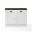 Crosley Furniture Clifton Modern Wood Kitchen Island in Distressed White/Brown