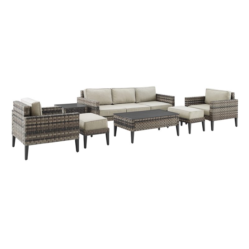 Crosley Furniture Prescott 7PC Modern Wicker Outdoor Sofa Set Taupe