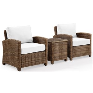 crosley furniture bradenton 3-piece wicker outdoor armchair set