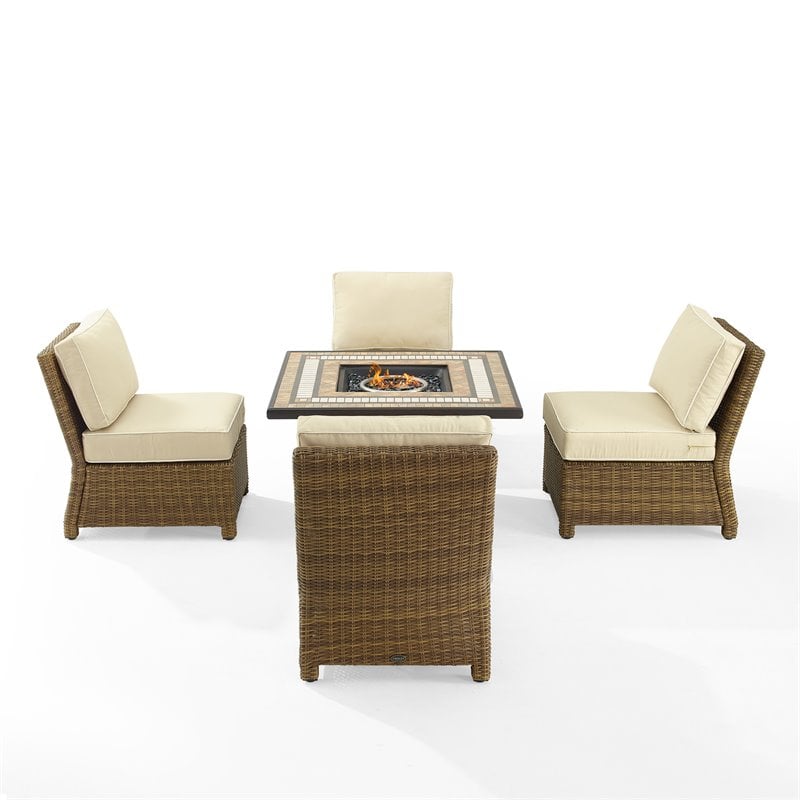 Crosley Furniture Bradenton 5-PC Wicker / Rattan Patio Conversation Set in Brown