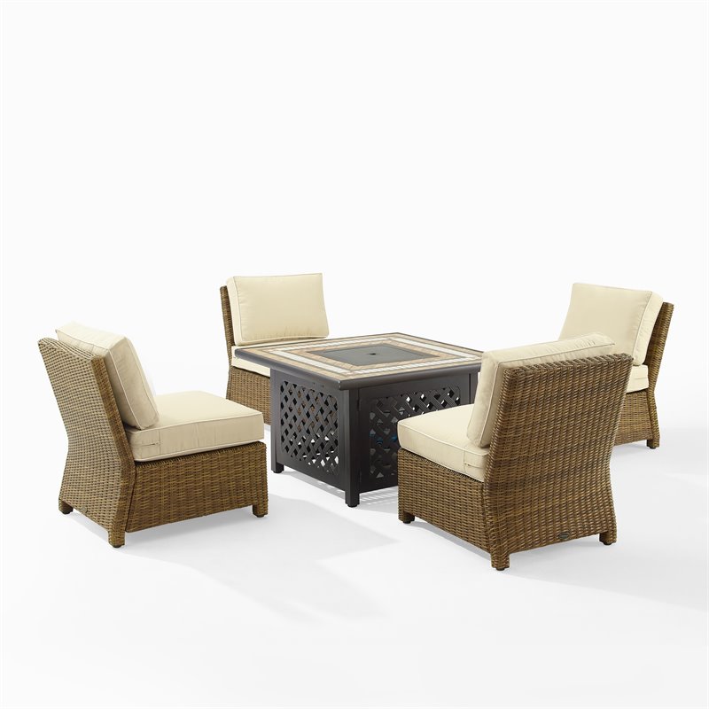Crosley Furniture Bradenton 5-PC Wicker / Rattan Patio Conversation Set in Brown